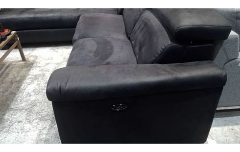CANAPE D'ANGLE ALCANTARA NOIR ELECTRIQUE