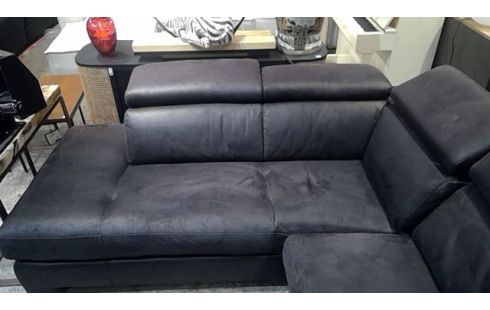 CANAPE D'ANGLE ALCANTARA NOIR ELECTRIQUE