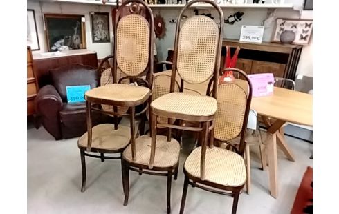 LOT DE 5 CHAISES THONET BOIS COURBÉ ACCRSV A RESTAURER