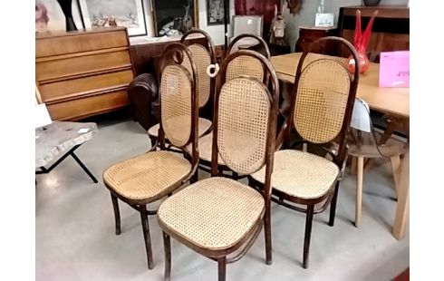 LOT DE 5 CHAISES THONET BOIS COURBÉ ACCRSV A RESTAURER