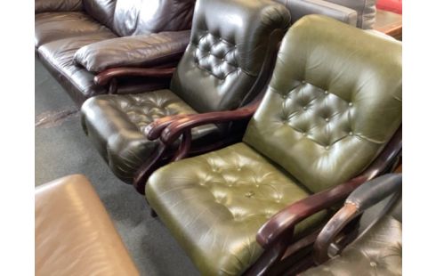 FAUTEUIL CUIR VERT ABIME