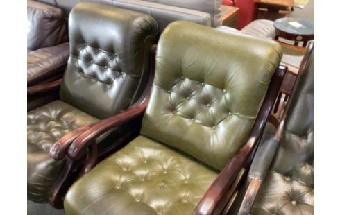 FAUTEUIL CUIR VERT ABIME