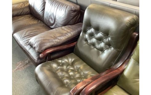 FAUTEUIL CUIR VERT ABIME