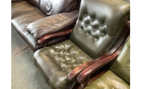 FAUTEUIL CUIR VERT ABIME