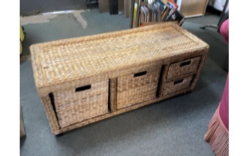 BANC TRESSÉ PANIER RANGEMENT