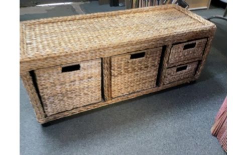 BANC TRESSÉ PANIER RANGEMENT