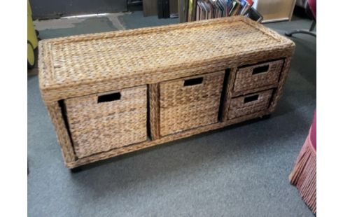 BANC TRESSÉ PANIER RANGEMENT