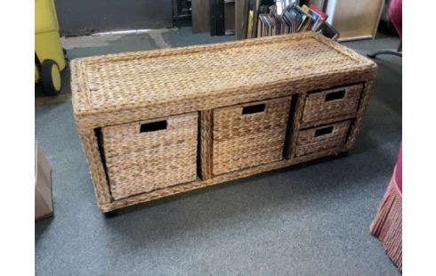 BANC TRESSÉ PANIER RANGEMENT