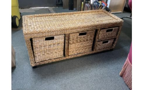 BANC TRESSÉ PANIER RANGEMENT