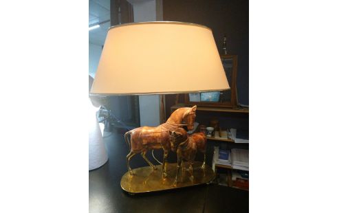 LAMPE DE SALON BOIS LAITON
