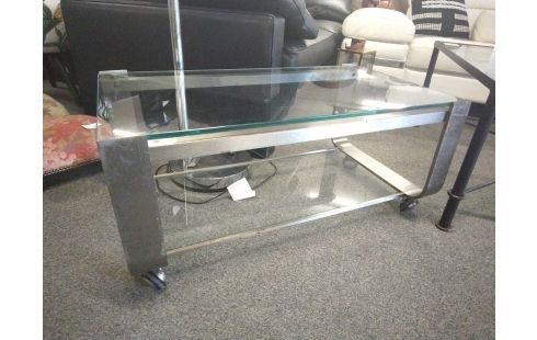 TABLE BASSE VINTAGE METAL VERRE