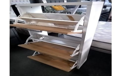 MEUBLE A CHAUSSURES MODERNE 3 TIROIRS L60 H114 MELAMINĖ BLANC TEINTE BOIS