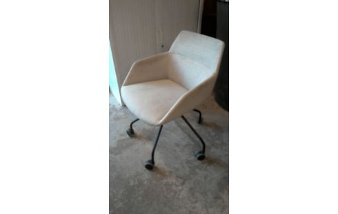 FAUTEUIL DE BUREAU TISSU BEIGE EN L'ETAT