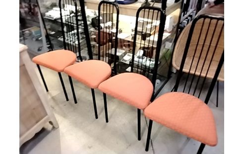 LOT DE 4 CHAISES MÉTAL ET TISSUS
