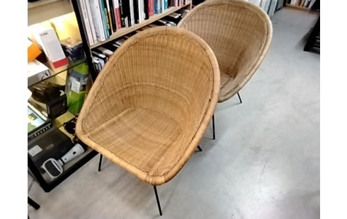 PAIRE DE FAUTEUILS ROTIN VINTAGE