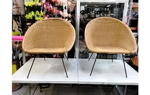 PAIRE DE FAUTEUILS ROTIN VINTAGE