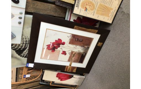 PEINTURE FLEURS BRUN