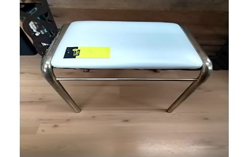 TABOURET ASSISE PVC BLANC PIEDS DORES