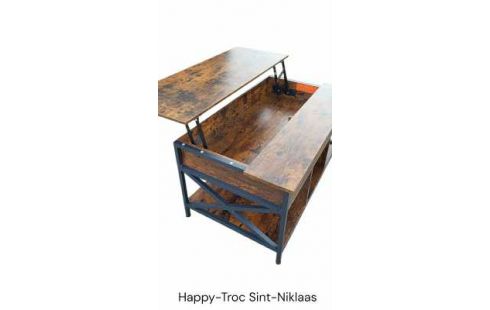 SALONTAFEL ANTRACIET IJZER HOUT LOOK