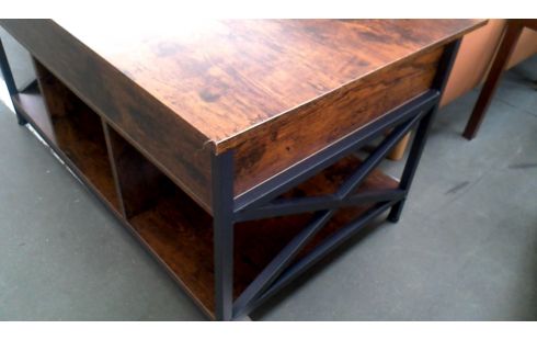 SALONTAFEL ANTRACIET IJZER HOUT LOOK