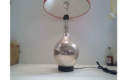 TAFELLAMP VOET UIT METAAL RODE KAP