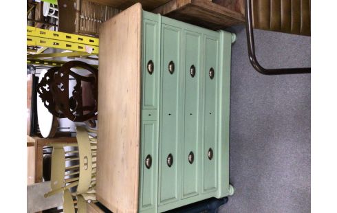 COMMODE PATINE VERTE 5 TIROIRS