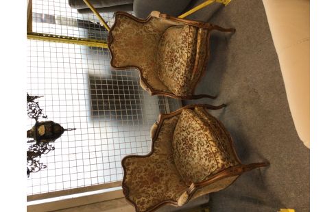 FAUTEUIL CABRIOLET TISSU FLEURIS LA PAIRE