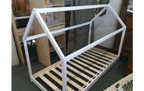 LIT CABANE BOIS BLANC 90X190