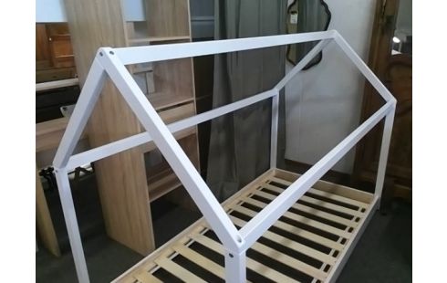 LIT CABANE BOIS BLANC 90X190