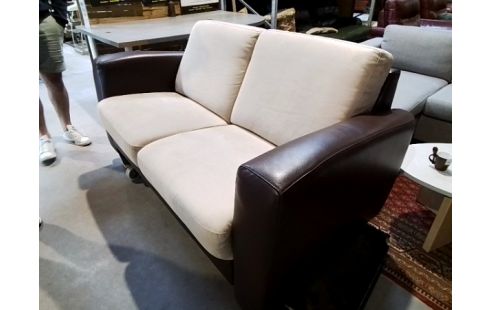 CANAPE SIMILI CUIR MARRON BEIGE