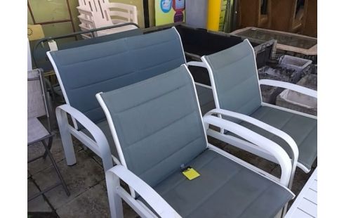 SALON DE JARDIN BANC + 2 FAUTEUILS + TABLE HESPERIDE