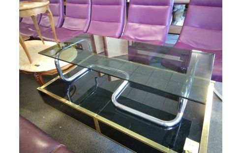 TABLE BASSE VINTAGE CHROME VERRE