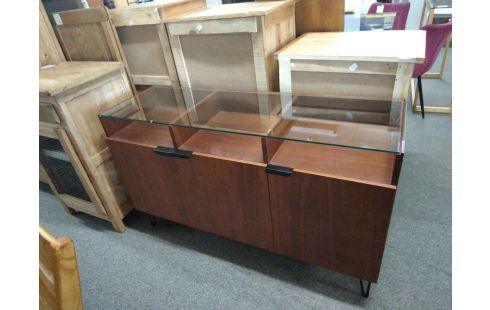 MEUBLE PLATEAU VERRE 3 PORTES