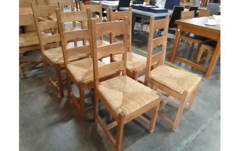 6 CHAISES BOIS PAILLEES