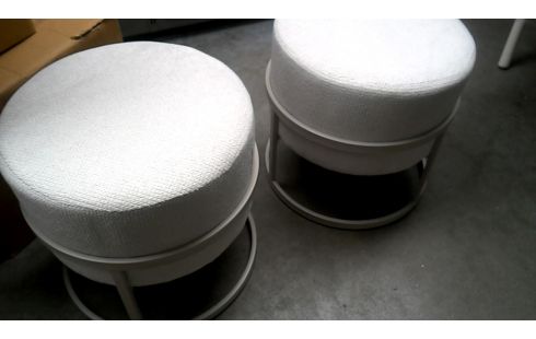 POUF METAL ECRU TISSU L UNITE
