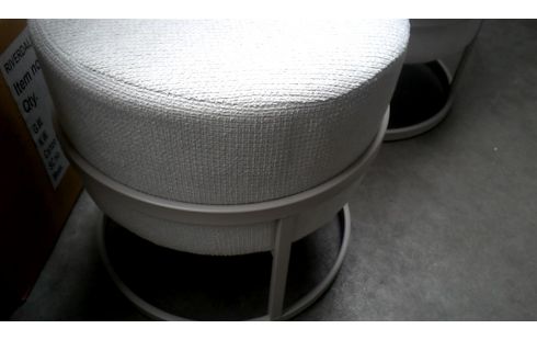 POUF METAL ECRU TISSU L UNITE