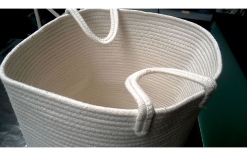 CORBEILLE A LINGE ECRU COTON