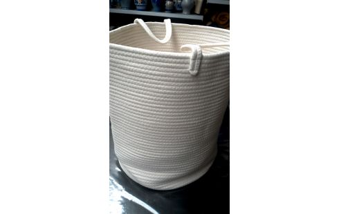 CORBEILLE A LINGE ECRU COTON