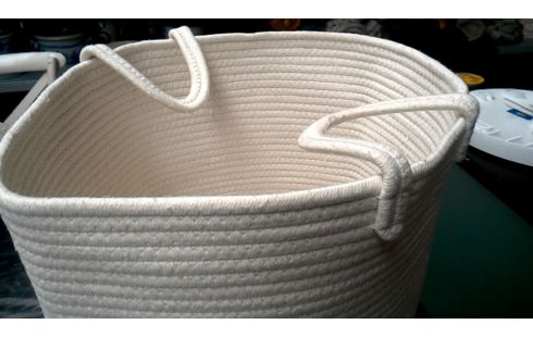 CORBEILLE A LINGE ECRU COTON