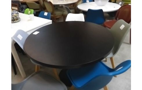 TABLE RONDE NOIRE PIED CENTRAL -DIAMETRE 108.5 CM