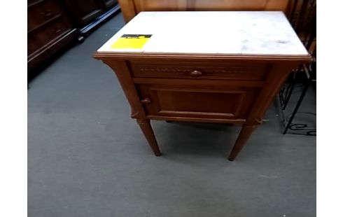 CHEVET 1 TIROIR Ancien bois marbre blanc