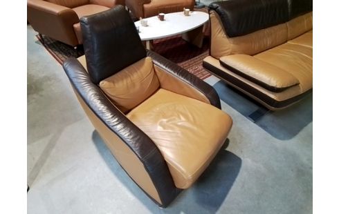 CANAPE + FAUTEUIL MARRON 2 TON