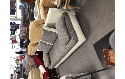 CANAPE CONVERTIBLE LIT TISSU GRIS SIMILI BLANC EN ETAT