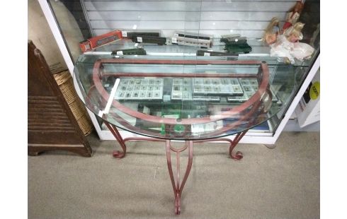 CONSOLE FER FORGE VERRE