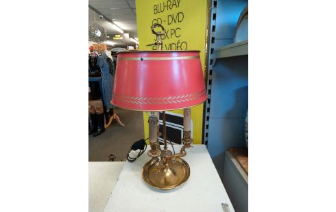 LAMPE BOUILLOTTE ABAT JOUR ROUGE