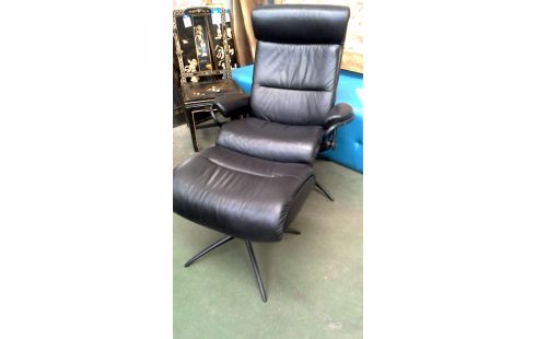 TV-SESSEL SCHWARZ LEDER, , FUSSBANK