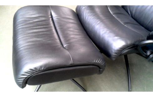 TV-SESSEL SCHWARZ LEDER, , FUSSBANK