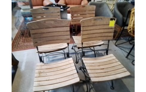 4 CHAISES PLIANTES METAL ET TECK