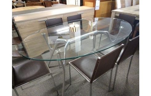 TABLE OVALE CHROME VERRE