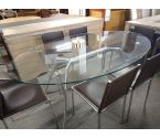 TABLE OVALE CHROME VERRE